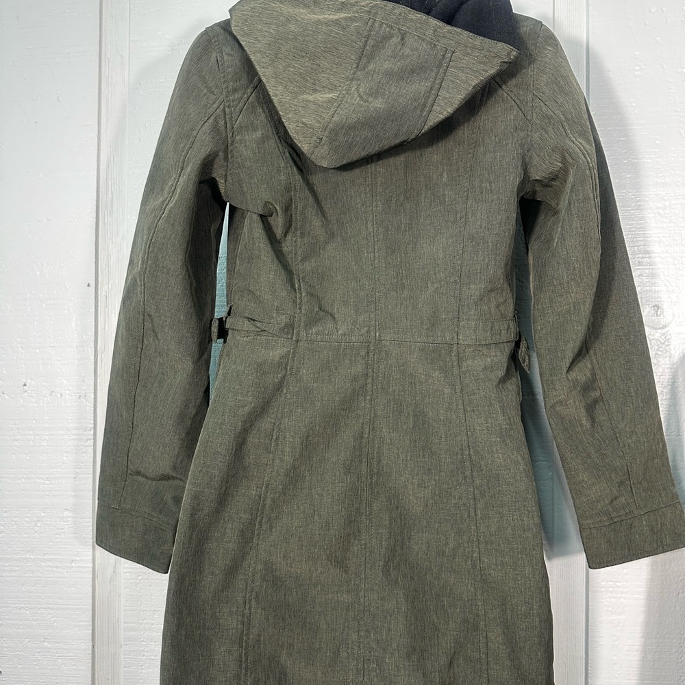Nautica Women's Green Hooded Faux-Fur-Lined Anorak Raincoat Size XS EUC - Picture 6 of 8